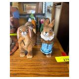 Hand-Carved Wooden Rabbit Figurines and Carts