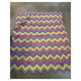 Multicolored Chevron Knit Blanket