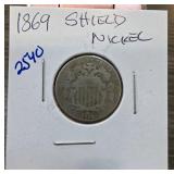 1869 Shield Nickel in Coin Holder
