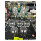 Green and Clear Stemware with Gold Accents