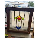 Stained Glass Panel With Wooden Frame