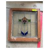 Stained Glass Window Panel With Wooden Frame
