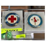 Marble Coasters with Red Cross and Methodist Desig