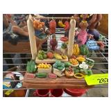 Handcrafted Market Stall Figurine with Produce