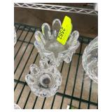 Two Clear Glass Flower-Shaped Holders