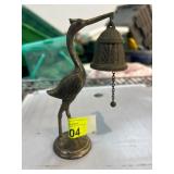 Decorative Crane Sculpture with Hanging Bell