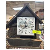 Rustic Wooden Clock with Farmhouse Scene