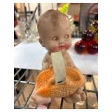 Vintage Bisque Baby Doll Figurine With Basket