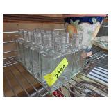 Twelve Clear Glass Square Bottles