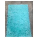 Turquoise Faux Fur Rug with Textured Backing