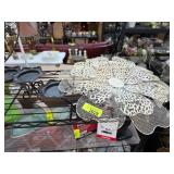 Decorative Items Including Wall Art and Metal Bask