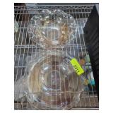 Two Clear Glass Bowls with Floral Design