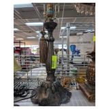Ornate Metal Table Lamp Base with Floral Design
