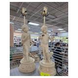 Figural Table Lamps in Cream Tone