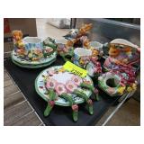 Ceramic Decorative Bunny and Floral Dishware Set