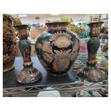 Hand-Painted Vase and Candlesticks Set