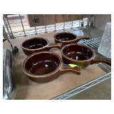 Four Vintage Brown Ceramic Soup Bowls