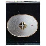 Oval Belt Buckle with Gold-Tone Accents