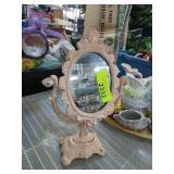 Ornate Pink Tabletop Iron Vanity Mirror