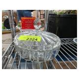 Pressed Glass Lidded Candy Jar