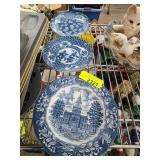 Three Decorative Blue and White Plates