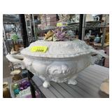 Italian Porcelain Tureen With Floral Lid Decoratio