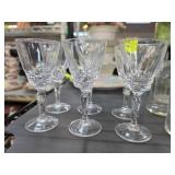 Six Clear Crystal Wine Glasses