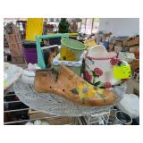 Decorative Ceramic Mugs and Wooden Shoe Form