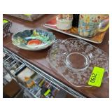 Two Decorative Dishes: Glass and Ceramic