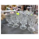 Eight Clear Glass Goblets with Ribbed Design