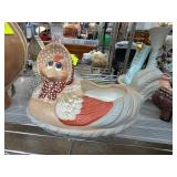 Chicken-Shaped Ceramic Planter with Bonnet