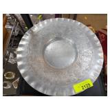 Hand-Hammered Aluminum Floral Design Bowl