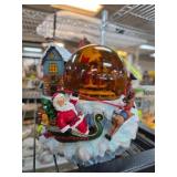 Holiday Snow Globe With Santa and Reindeer Scene