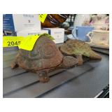 Two Cast Iron Turtle Figurines