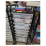 Rolling Cart With Assorted Craft Supplies