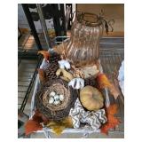 Fall-Themed Decorative Basket With Glass Vase