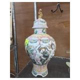 Hand-Painted Ceramic Lidded Urn from Italy