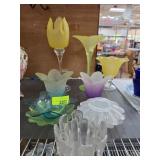 Frosted and Colored Glass Vases and Bowls