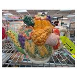 Colorful Ceramic Fruit Motif Teapot