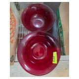 Two Red Glass Bowls