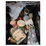 Decorative and Household Items in Bin