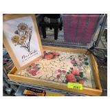 Floral Tray with Wall Hook and Artwork