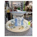 Ceramic Angel-Themed Dish with Floral Plate