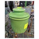 Green Ceramic Lidded Jar Butter Bell