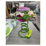 Crocheted Floral Pincushion on Spiral Base