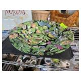 Decorative Ceramic Bowl with Fruit and Bird Motif