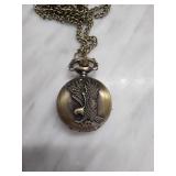 Bronze-Tone Pocket Watch with Chain and Eagle Moti