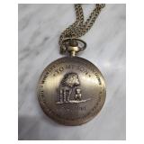 Bronze-Tone Pocket Watch with Engraved Case
