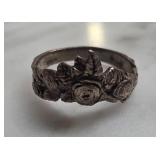 Sterling Silver Floral Motif Band Ring