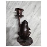 Bronze Frog Sculpture With Candle Holder